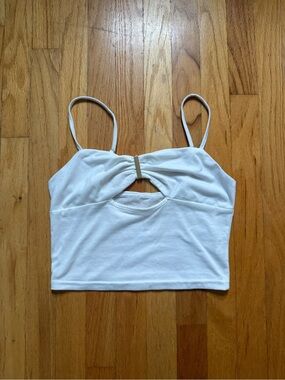 SHEIN White Crop Top with Gold Accent